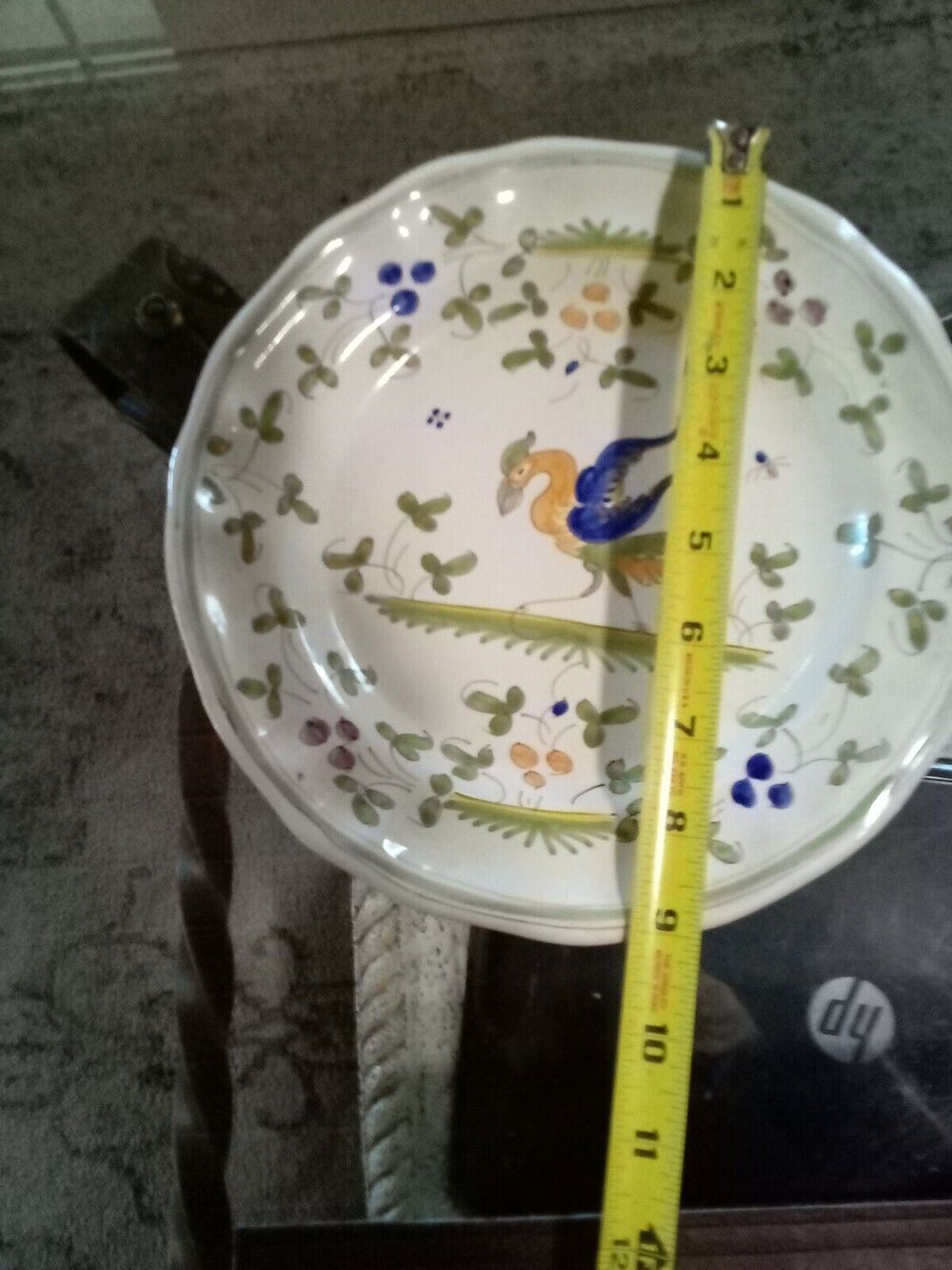Asian Bird, White & Green, Luncheon or Dinner Plate, 9 1/4"